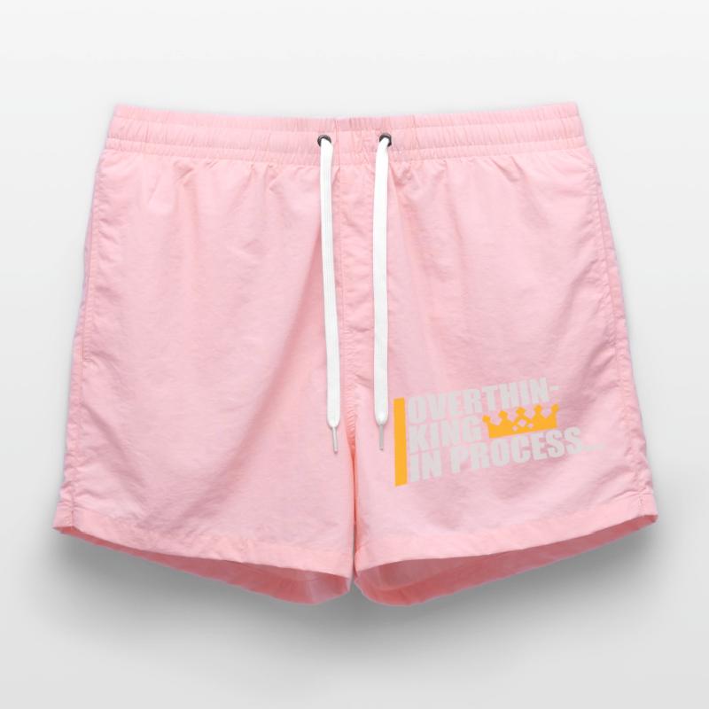 Overthinking In Process Funny Brooding Saying Logo Swim Trunks