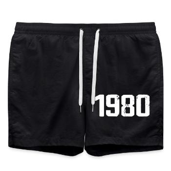 1980 – Großartig seit 1980 - Badeshorts - Schwarz - Vorne - AI Model Male 185 light (185cm)