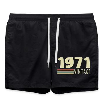 1971-Jubiläum-1971-retro-1971 - Badeshorts - Schwarz - Vorne - AI Model Male 185 light (185cm)