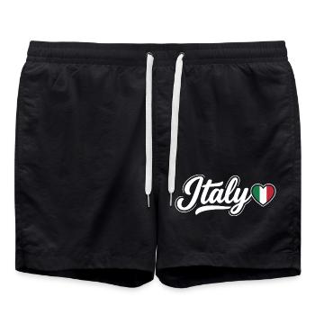 Italy Script with Flag Heart Fan Patriotic - Swim Trunks - black - Front - AI Model Male 185 light (185cm)