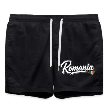 Scénario roumain avec cœur de drapeau Éventail patriotique - Short de bain - noir - Devant - AI Model Male 185 light (185cm)