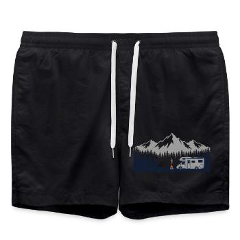 Camping Shirt für Wohnmobil Camper - Badeshorts - Schwarz - Vorne - AI Model Male 185 light (185cm)