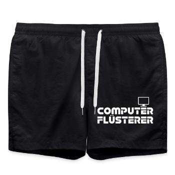 Computer Flüsterer Retro-Print - Badeshorts - Schwarz - Vorne - AI Model Male 185 light (185cm)