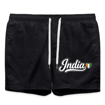 Écriture indienne avec cœur de drapeau patriotique - Short de bain - noir - Devant - AI Model Male 185 light (185cm)