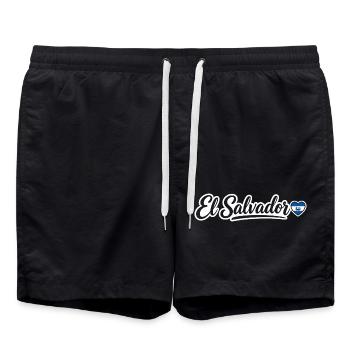 Écriture salvadorienne avec cœur de drapeau patriotique - Short de bain - noir - Devant - AI Model Male 185 light (185cm)