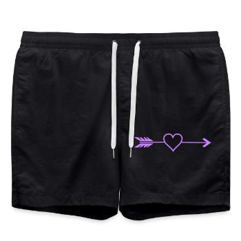 Flèche Cœur en Violet - Short de bain - noir - Devant - AI Model Male 185 light (185cm)
