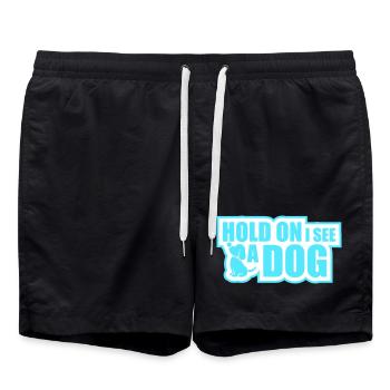 Hold On I See A Dog Hund Lustig Abgelenkt Spruch - Badeshorts - Schwarz - Vorne - AI Model Male 185 light (185cm)