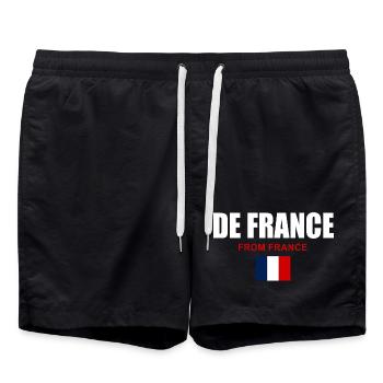 Illustration fièrement de France - Short de bain - noir - Devant - AI Model Male 185 light (185cm)