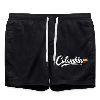 Scénario colombien avec cœur de drapeau Patriotique - Short de bain - noir - Devant - AI Model Male 185 light (185cm)