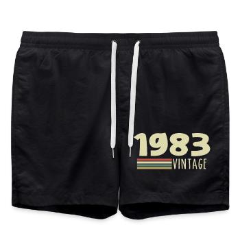 1983-Anniversaire-1983-retro-1983 - Short de bain - noir - Devant - AI Model Male 185 light (185cm)