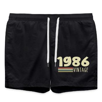 1986-Anniversary-1986-retro-1986 - Swim Trunks - black - Front - AI Model Male 185 light (185cm)