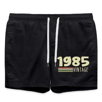 1985-Anniversary-1985-retro-1985 - Swim Trunks - black - Front - AI Model Male 185 light (185cm)
