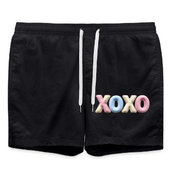 Autocollant de Love Shirt Mignon en lettres patchwork XOXO - Short de bain - noir - Devant - AI Model Male 185 light (185cm)