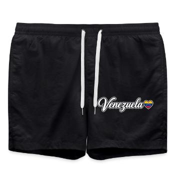 Venezuela Script with Flag Heart Love - Swim Trunks - black - Front - AI Model Male 185 light (185cm)