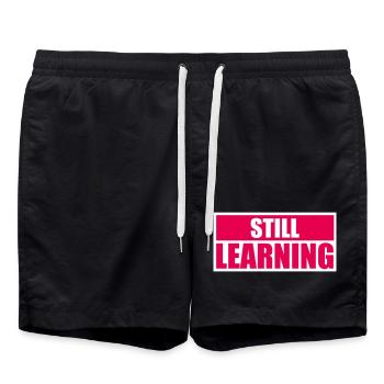 Still Learning Growth Student Motivation Saying - Swim Trunks - black - Front - AI Model Male 185 light (185cm)