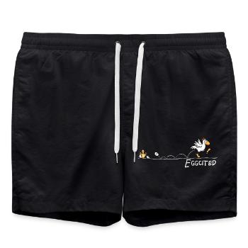 Eggcited Huhn Küken Ei Hühner Schwangerschaft - Badeshorts - Schwarz - Vorne - AI Model Male 185 light (185cm)