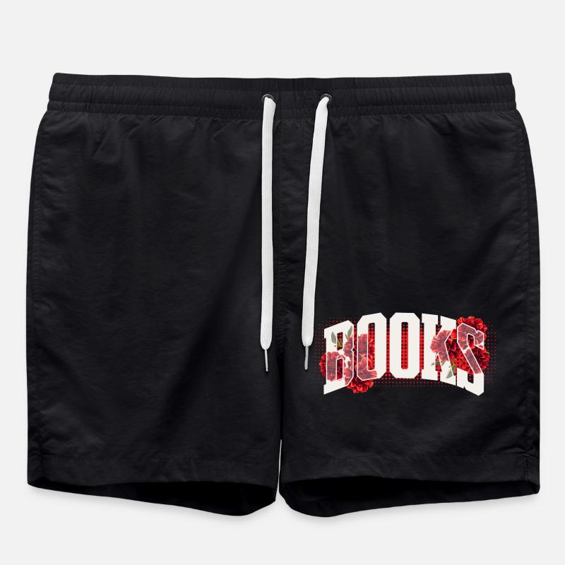 Blood Red Flowers Typo - Swim Trunks - black
