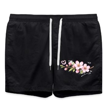 Pfirsichbluten_Graffiti - Badeshorts - Schwarz - Vorne - AI Model Male 185 light (185cm)