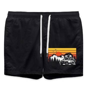 Dachzelt Camping Shirt für Offroad Fans - Badeshorts - Schwarz - Vorne - AI Model Male 185 light (185cm)