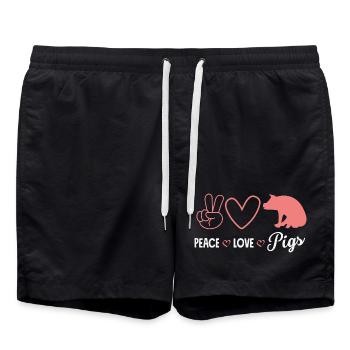 Paix Amour Cochons Paix Amour Cochons Cœur - Short de bain - noir - Devant - AI Model Male 185 light (185cm)