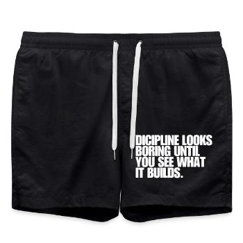 Dicipline looks boring until you see what it... - Swim Trunks - black - Front - AI Model Male 185 light (185cm)