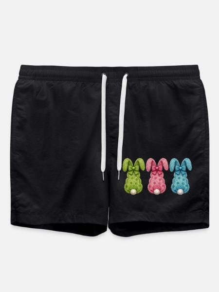 Ostern Drei Osterhasen von hinten in einer Reihe - Badeshorts - Schwarz