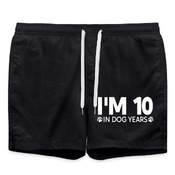 Ich bin 10 in Hundejahren, lustig 70. Geburtstag, 70 Jahre O - Badeshorts - Schwarz - Vorne - AI Model Male 185 light (185cm)