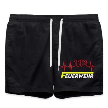 Feuewehr 112 - Badeshorts - Schwarz - Vorne - AI Model Male 185 light (185cm)