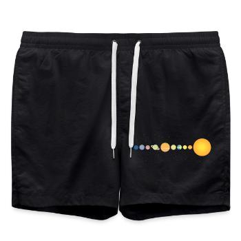 Série Planètes du Système Solaire Minimaliste - Short de bain - noir - Devant - AI Model Male 185 light (185cm)