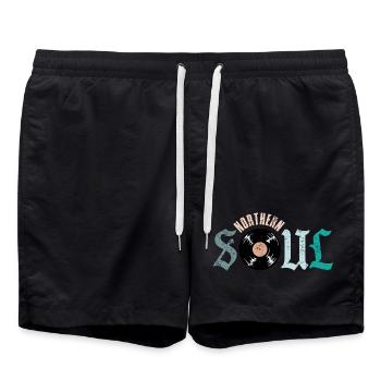 Northern Soul Music Vinyl - Badeshorts - Schwarz - Vorne - AI Model Male 185 light (185cm)
