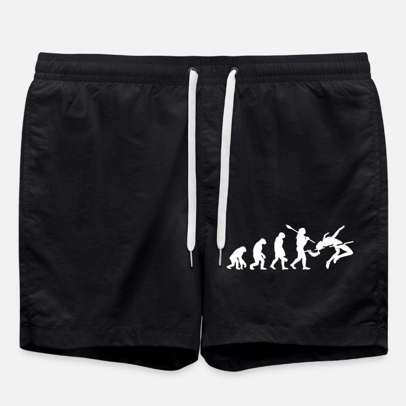 Hochsprung-Evolution-Athleten-Silhouetten-Kunst - Badeshorts - Schwarz