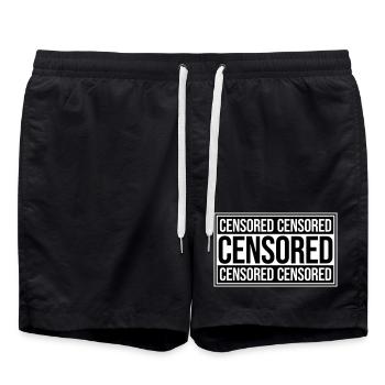 Censored Funny Statement Freedom Logo - Swim Trunks - black - Front - AI Model Male 185 light (185cm)