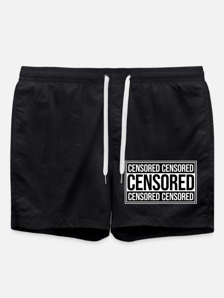 Censored Funny Statement Freedom Logo - Swim Trunks - black