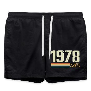Né en avril 1978 - Short de bain - noir - Devant - AI Model Male 185 light (185cm)