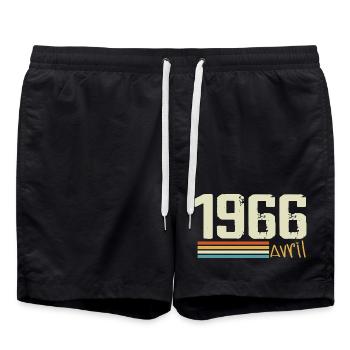 Né en avril 1966 - Short de bain - noir - Devant - AI Model Male 185 light (185cm)