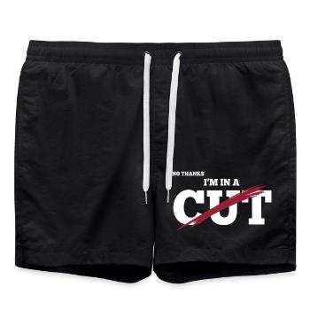 Schnittsaison Bei Reduziertem Kaloriendefizit - Badeshorts - Schwarz - Vorne - AI Model Male 185 light (185cm)