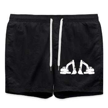 Doppel Bagger Silhouette - Badeshorts - Schwarz - Vorne - AI Model Male 185 light (185cm)