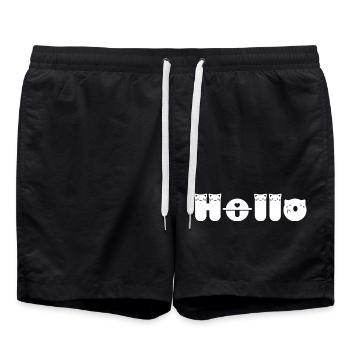 Hallo Katze - Badeshorts - Schwarz - Vorne - AI Model Male 185 light (185cm)
