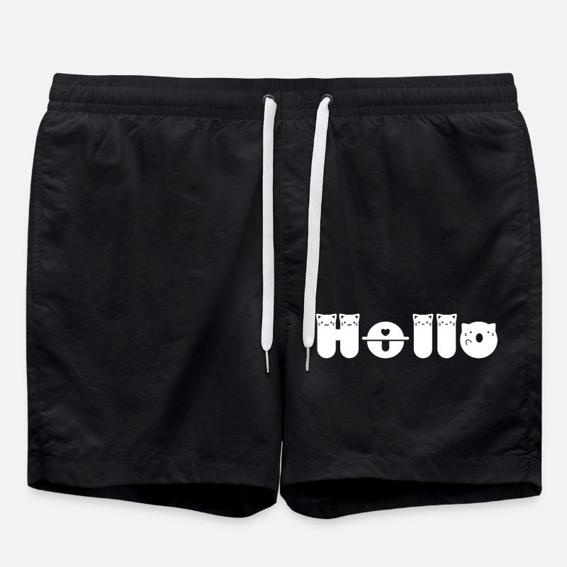 Hello Cat - Swim Trunks - black