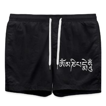 Om Mani Padme Hum -Tibetan Mantra - Swim Trunks - black - Front - AI Model Male 185 light (185cm)
