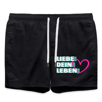 Liebe Dein Leben Herzmotiv - Badeshorts - Schwarz - Vorne - AI Model Male 185 light (185cm)