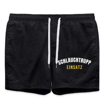 Schlauchtrupp Einsatz – Feuerwehr Crew T‑Shirt - Badeshorts - Schwarz - Vorne - AI Model Male 185 light (185cm)