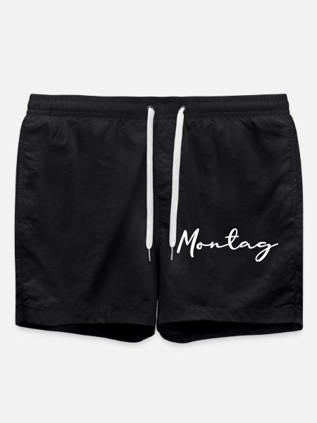 Monday lettering white - Swim Trunks - black