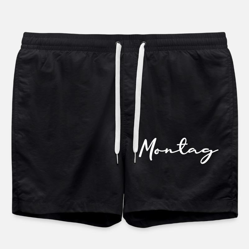 Monday lettering white - Swim Trunks - black