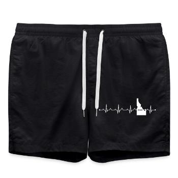 Idaho State Heart Outline Gem State Pride - Swim Trunks - black - Front - AI Model Male 185 light (185cm)