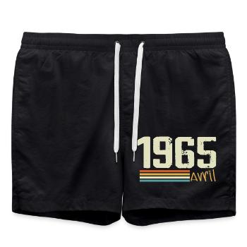 Né en avril 1965 - Short de bain - noir - Devant - AI Model Male 185 light (185cm)