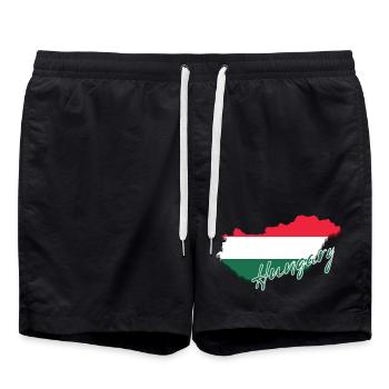 Map with the flag of Hungary, I love Hungary - Swim Trunks - black - Front - AI Model Male 185 light (185cm)