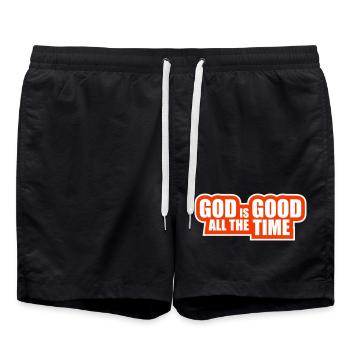 God Is Good All The Time Glaube Christlich Spruch - Badeshorts - Schwarz - Vorne - AI Model Male 185 light (185cm)