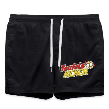 Teufelskicker Logoschriftzug Mit Fußball - Badeshorts - Schwarz - Vorne - AI Model Male 185 light (185cm)