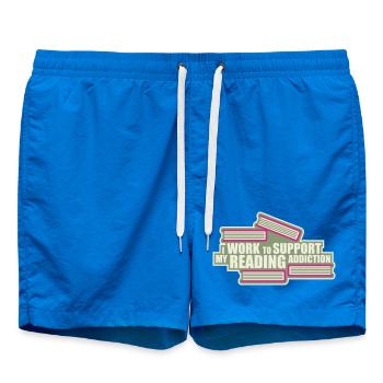 Je travaille pour soutenir mon logo de livres sur la dépendance à la lecture - Short de bain - cobalt blue - Devant